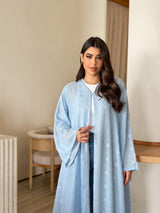 Light blue embroidered chiffon abaya