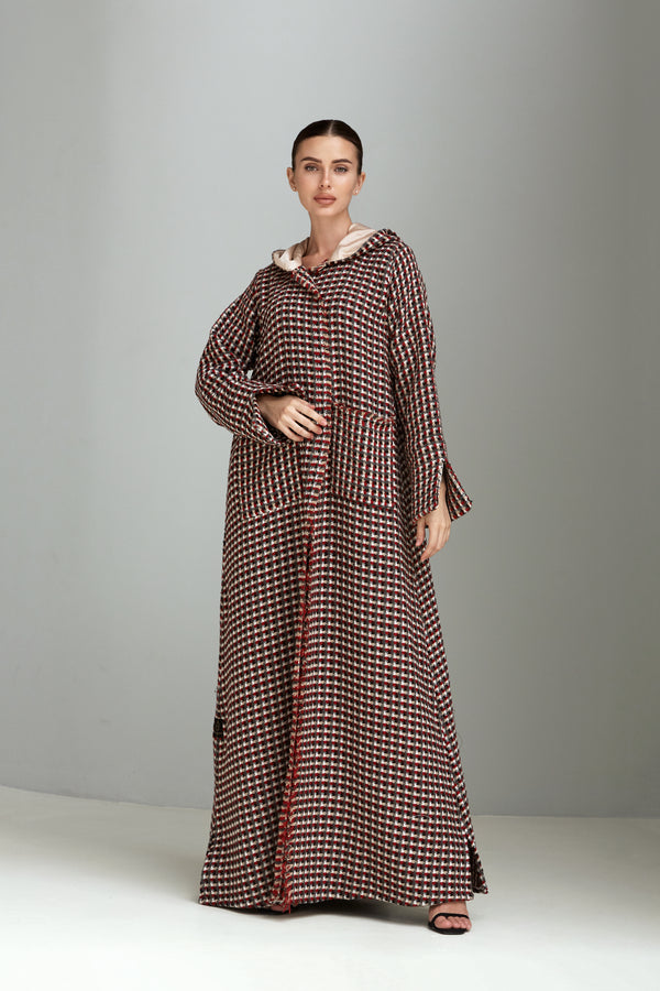 Red tweed abaya