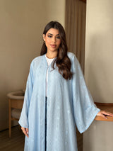 Light blue embroidered chiffon abaya
