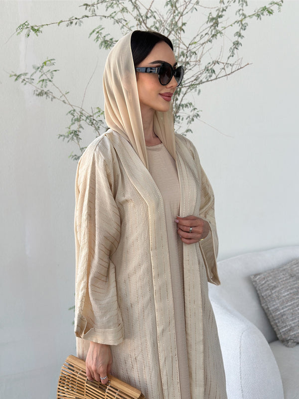 Beige cotton abaya