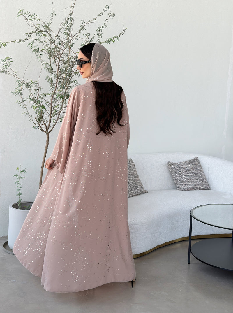 Gold beige chiffon abaya