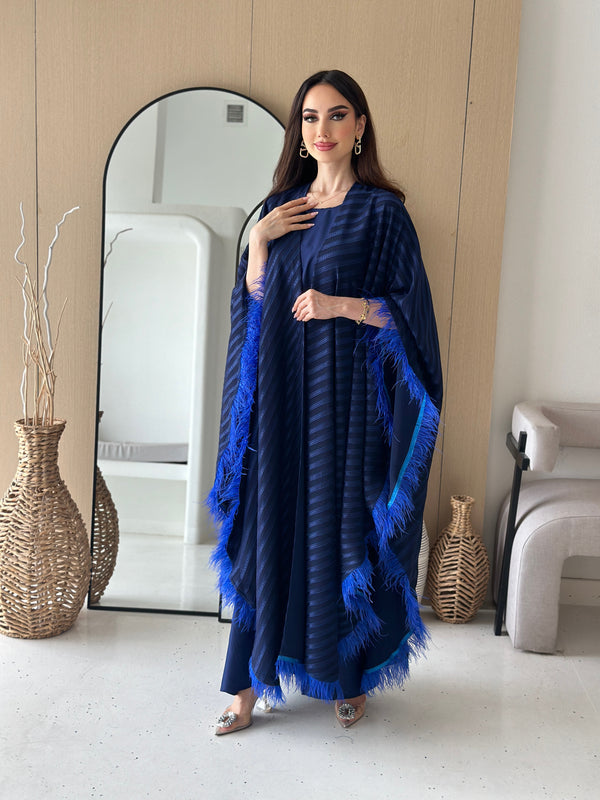 Two pieces feathers cape abaya