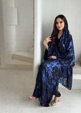 Blue patterned bisht