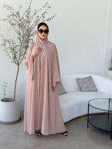 Gold beige chiffon abaya