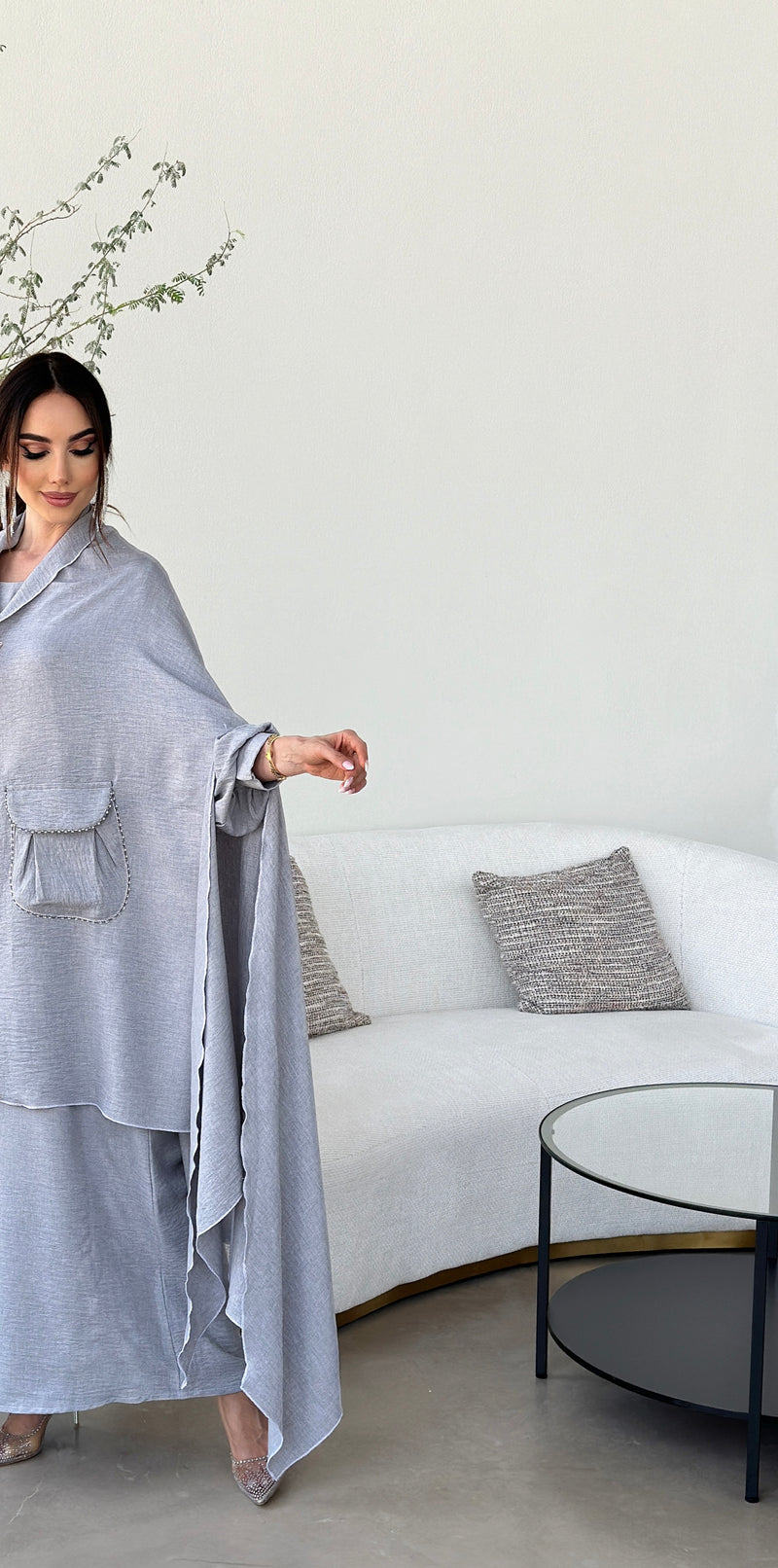 Two pieces pocket cape abaya