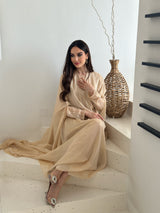 Two pieces beige cape abaya