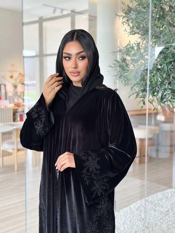 Embroidery velvet abaya