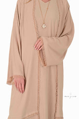 Nude ruffle crepe abaya