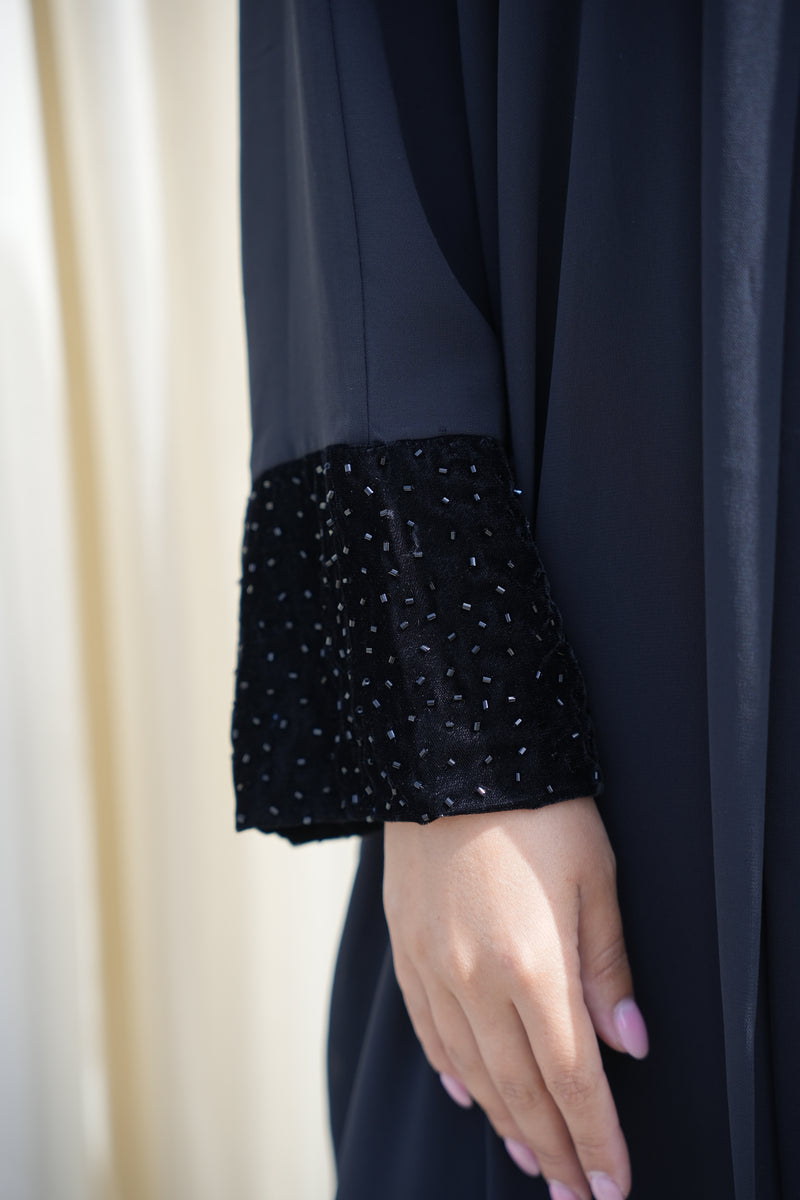 Black velvet touch abaya