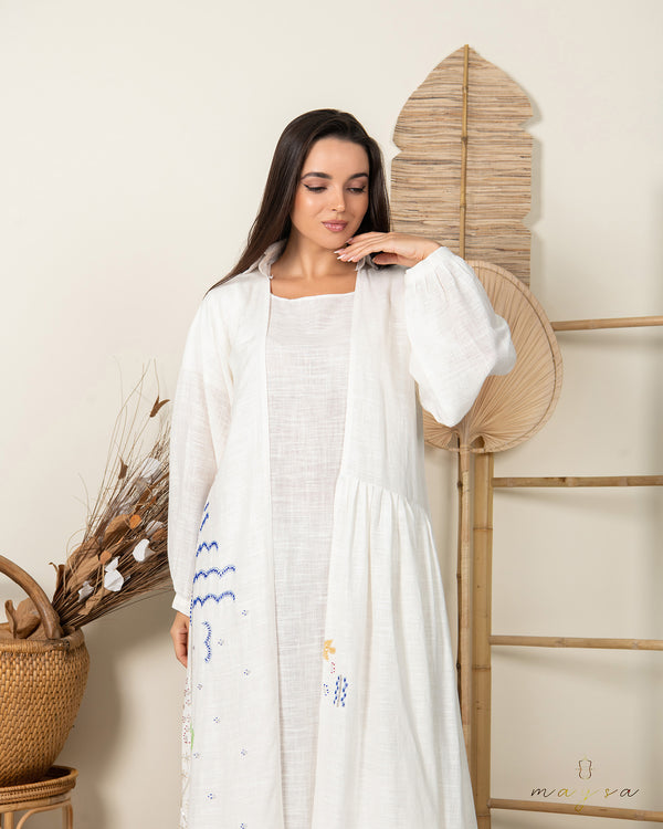 Seashell linen abaya