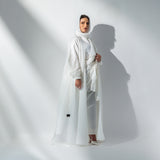 White wrapped satin abaya