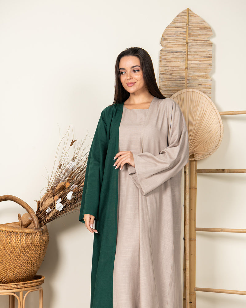 Season twist linen abaya