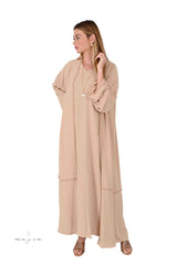 Nude ruffle crepe abaya