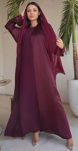 The Maroon satin abaya