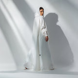 White wrapped satin abaya