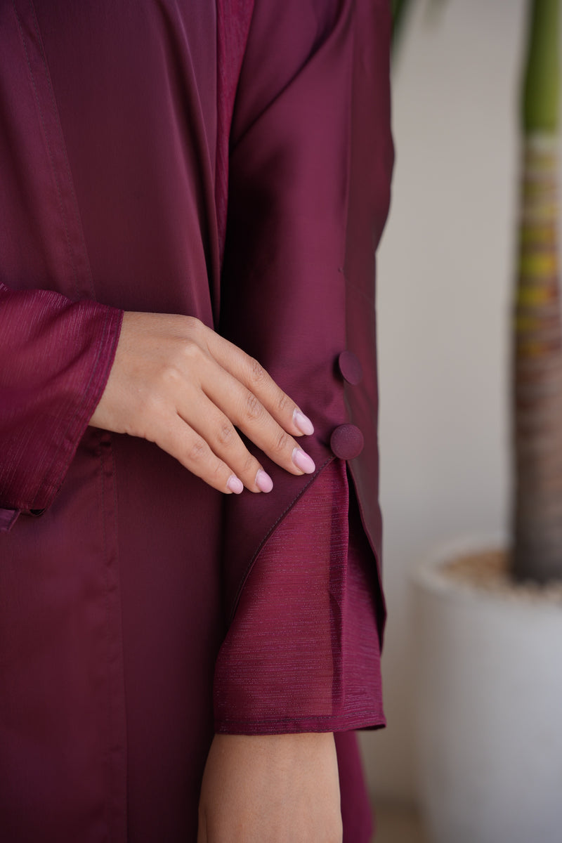 The Maroon satin abaya